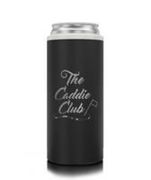 "The Caddie Club" Engraved Slim Can Koozie - Matte Black