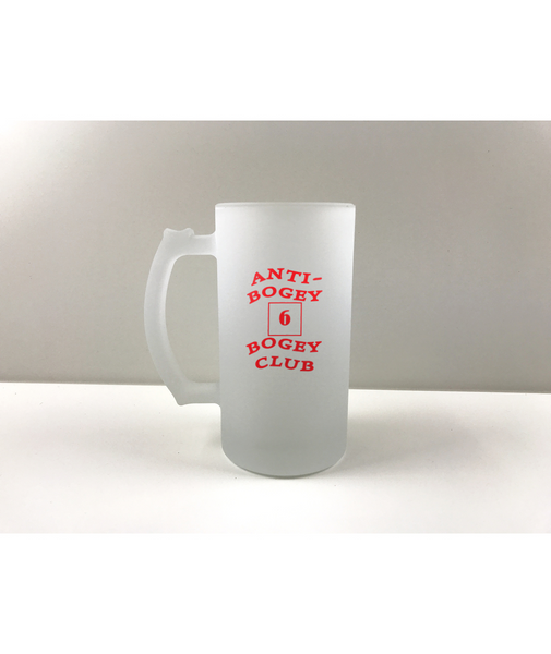 "Anti-Bogey Bogey Club" Frosted Glass Beer Stein